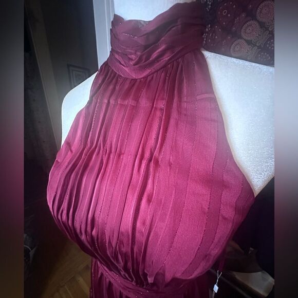 Mac Duggal | Tie Neck Tiered Halter Floor Length Gown NWTs - Picture 5 of 7